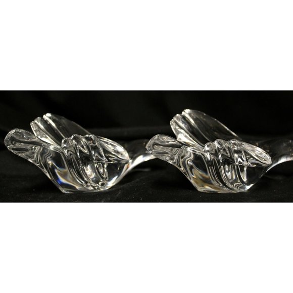 Pair of German Bleikristall Clear Dove Taper Candle Holders 24% Lead Crystal - Picture 5 of 9